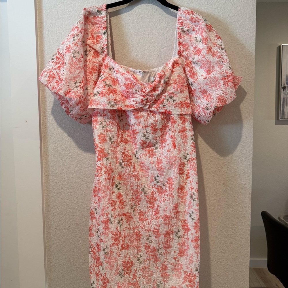Adelyn Rae Pink Floral Long Sleeve Dress NWT